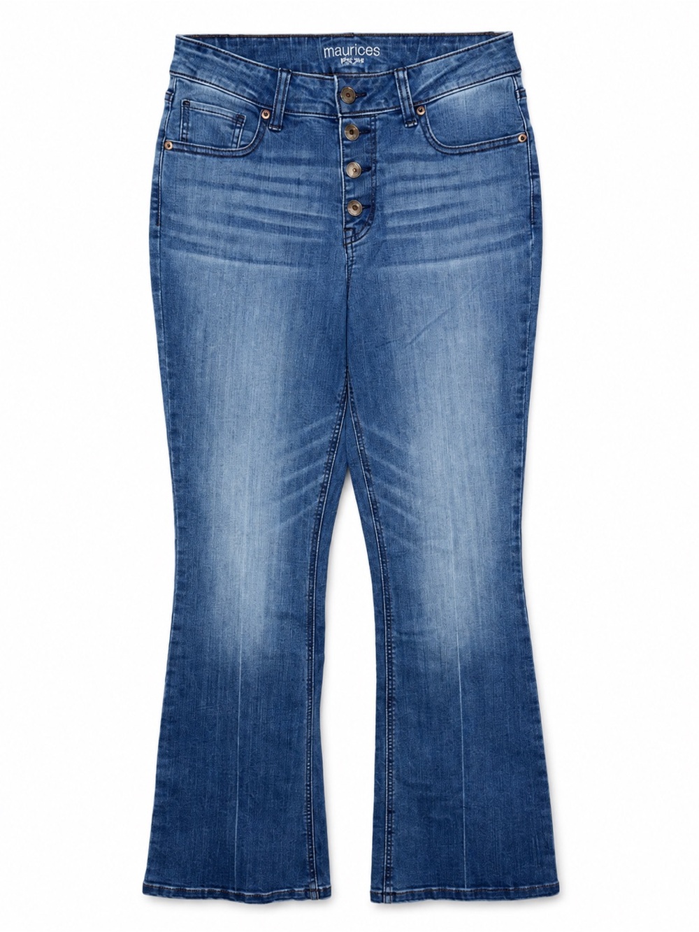 Maurices High Rise Button Fly Flare Jeans Women’s Size 10 Regular Stretch Denim